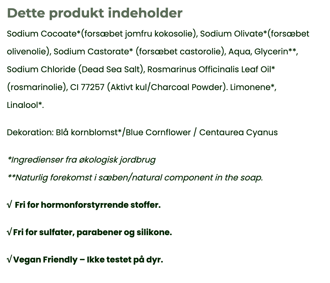 NORDSØEN - Salt sæbe med rosmarin og aktivt kul